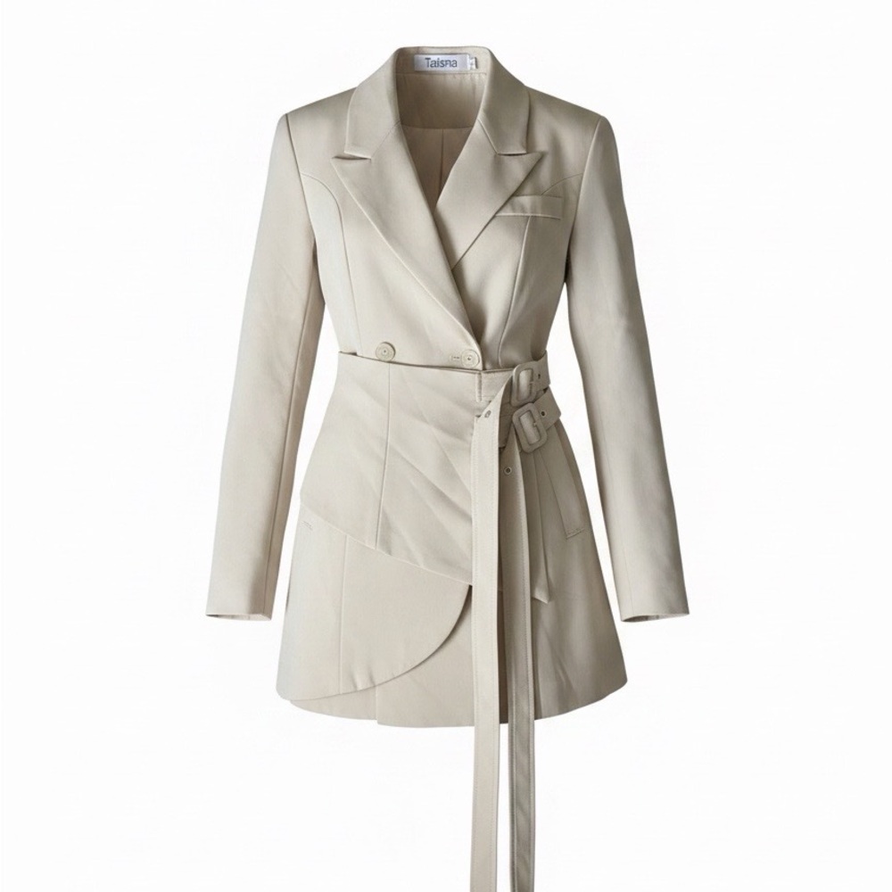 Beige Wrap Blazer Jacket